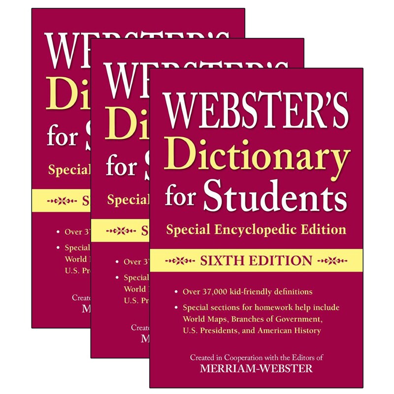 Webster's Dictionary For Students, Special Encyclopedic Edition, Sixth Edition, Pack Of 3