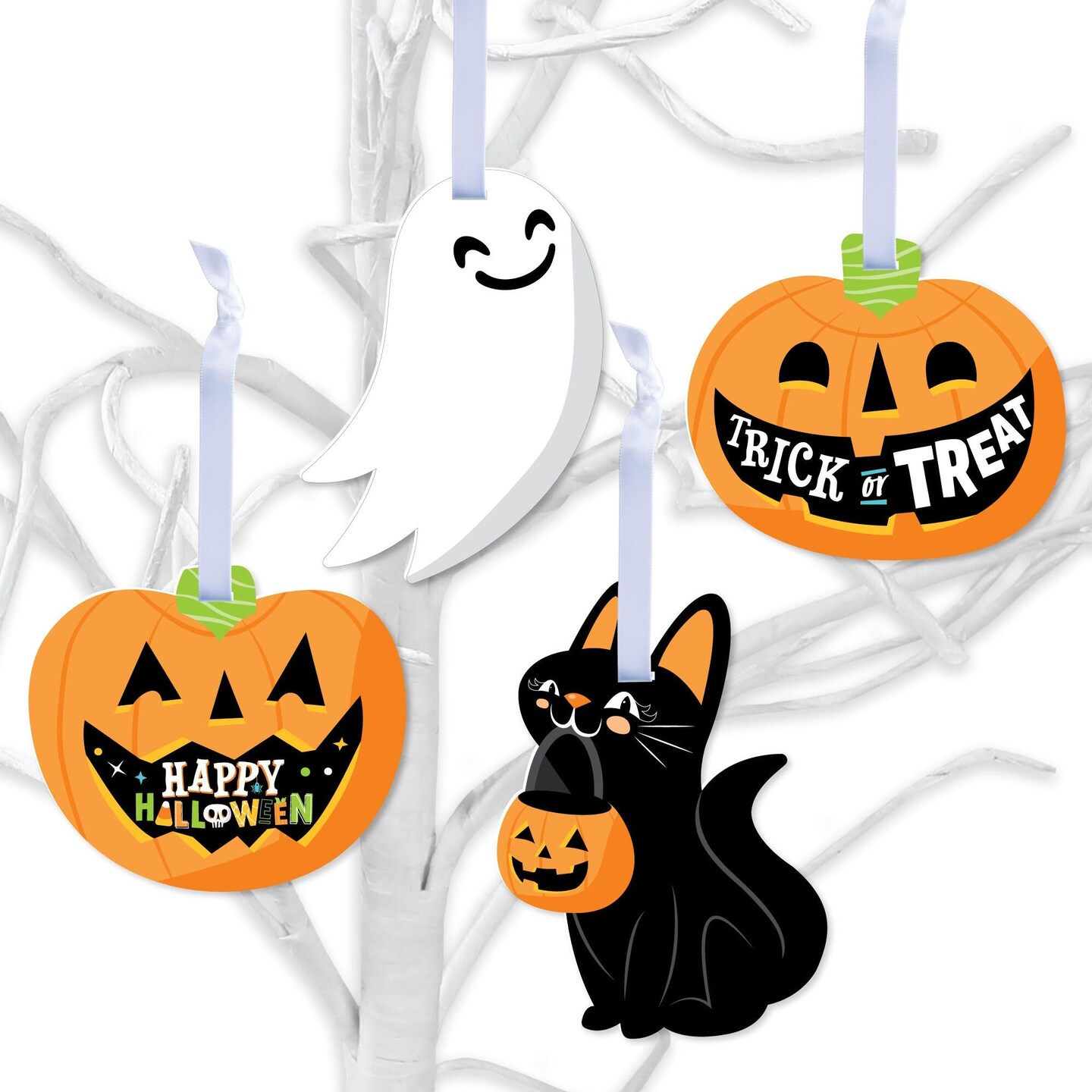 Big Dot of Happiness Jack-O&#x27;-Lantern Halloween - Kids Halloween Decorations - Tree Ornaments - Set of 12