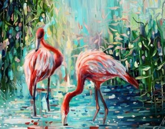 Flamingos Delight 1 Poster Print by Lisa Colberg # LNRC001E