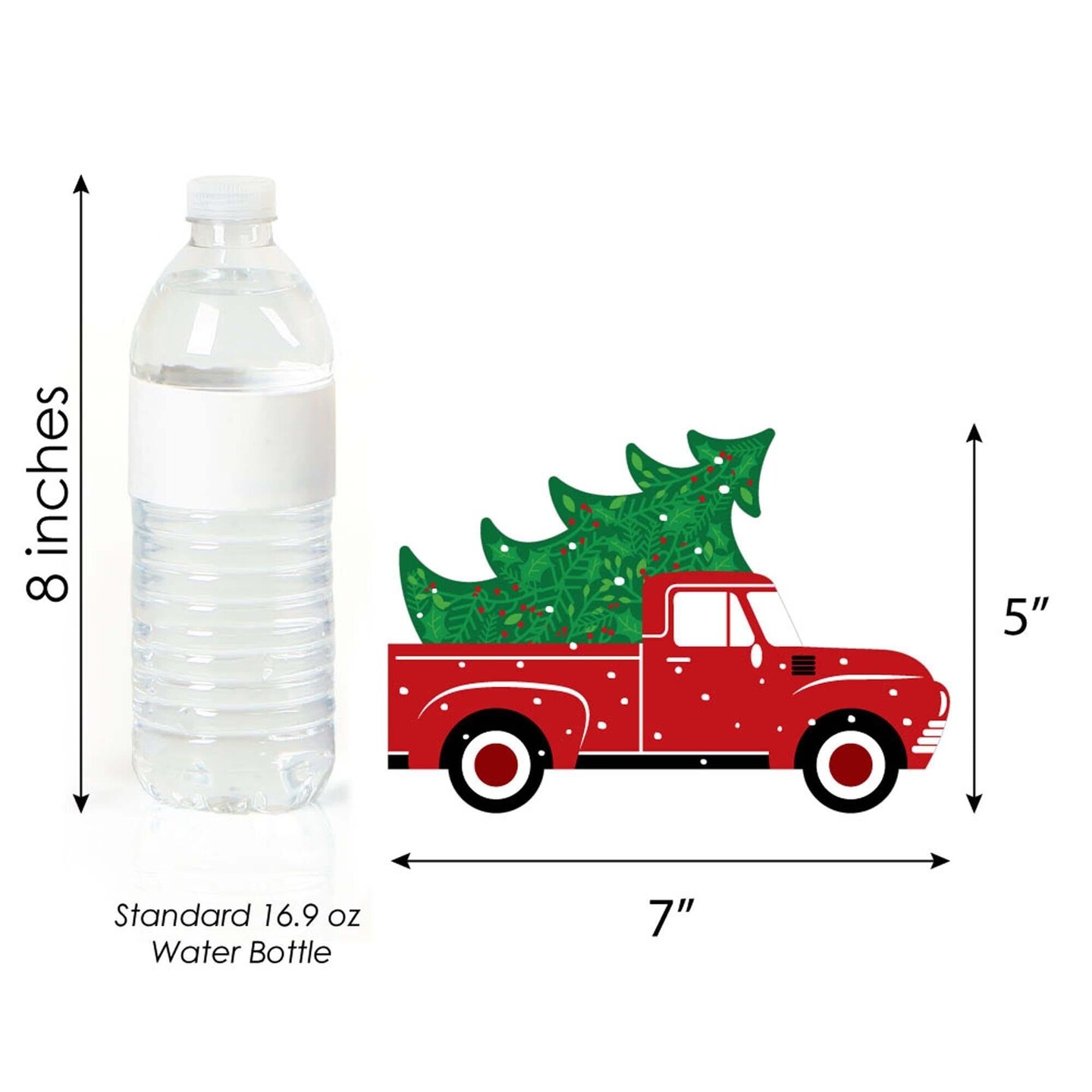 Big Dot of Happiness Merry Little Christmas Tree - Decorations DIY Red Truck and Car Christmas Party Essentials - Set of 20