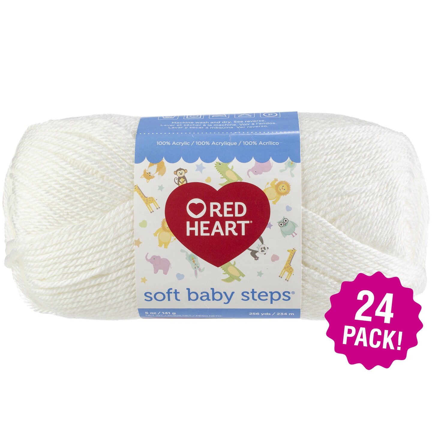 Multipack of 24 - Red Heart Soft Baby Steps Yarn-White