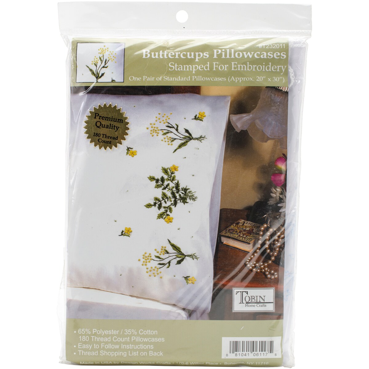 Tobin Stamped For Embroidery Pillowcase Pair 20&#x22;X30&#x22;-Buttercups