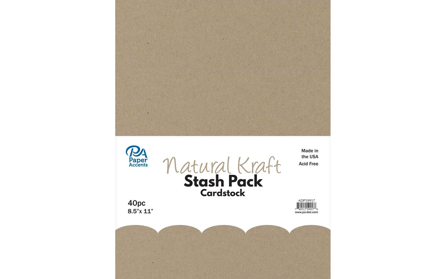 PA Paper Accents Stash Pack Cardstock Pack 8.5&#x22; x 11&#x22; Natural Kraft, colored cardstock paper for card making, scrapbooking, printing, quilling and crafts, 65lb., 40 pieces