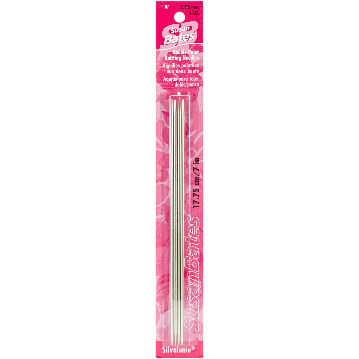 Susan Bates Silvalume Double Point Knitting Needles 7" 4/Pkg-Size 1/2.25mm