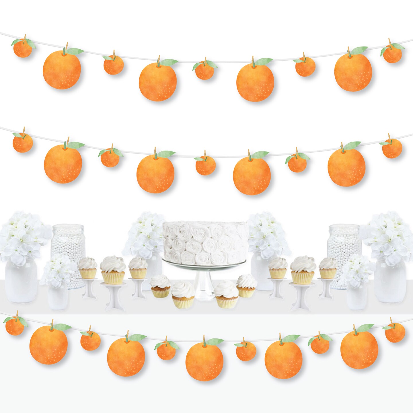 Big Dot of Happiness Little Cutie Clementine - Orange Citrus Baby Shower or Birthday Party DIY Decorations - Clothespin Garland Banner - 44 Pieces
