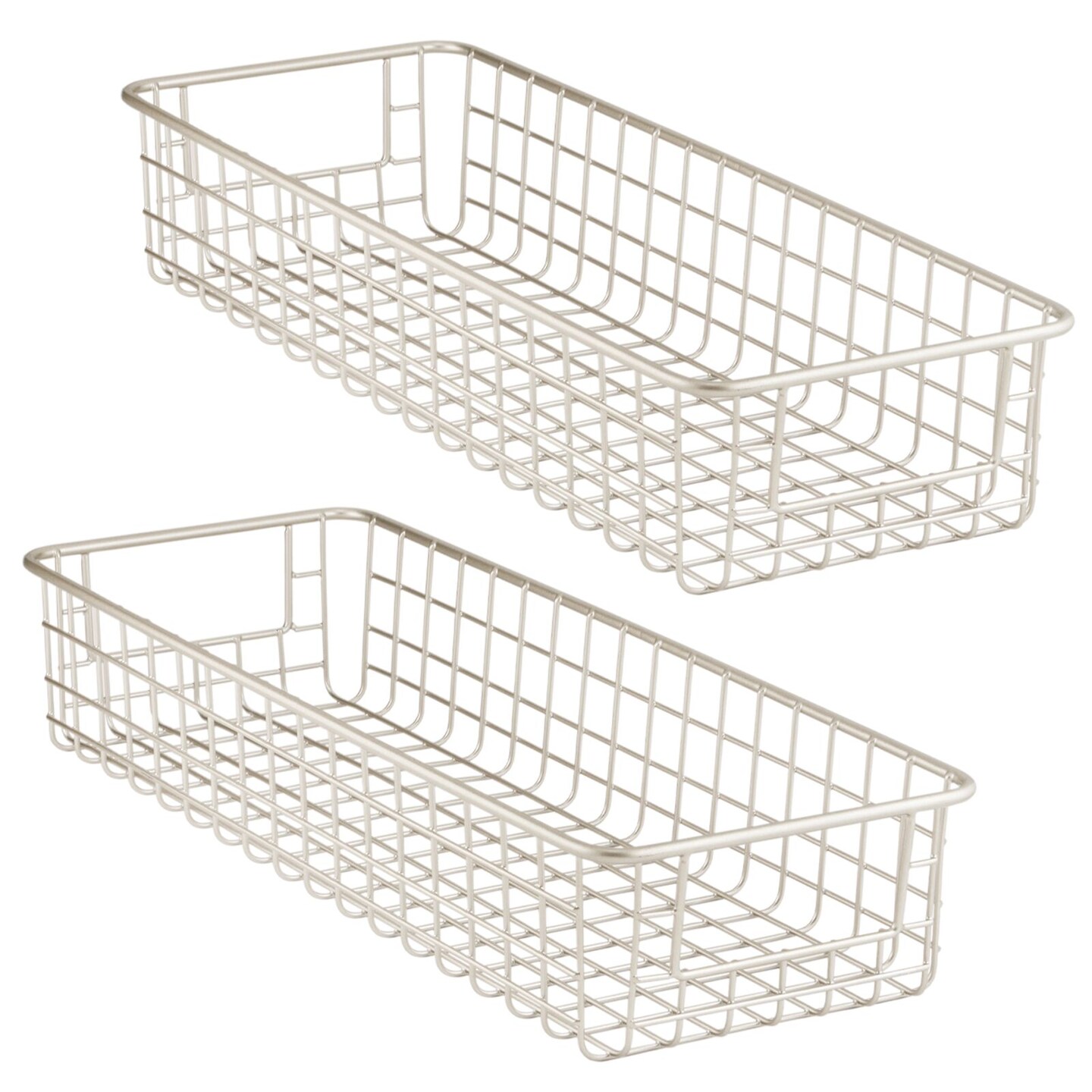mDesign Metal Wire Storage Basket Bin with Handles for Office, 2 Pack