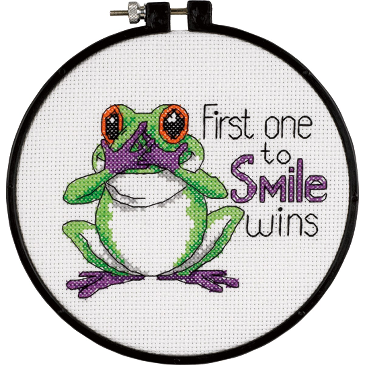 Dimensions Learn-A-Craft Counted Cross Stitch Kit 6&#x22; Round-First One To Smile (14 Count)