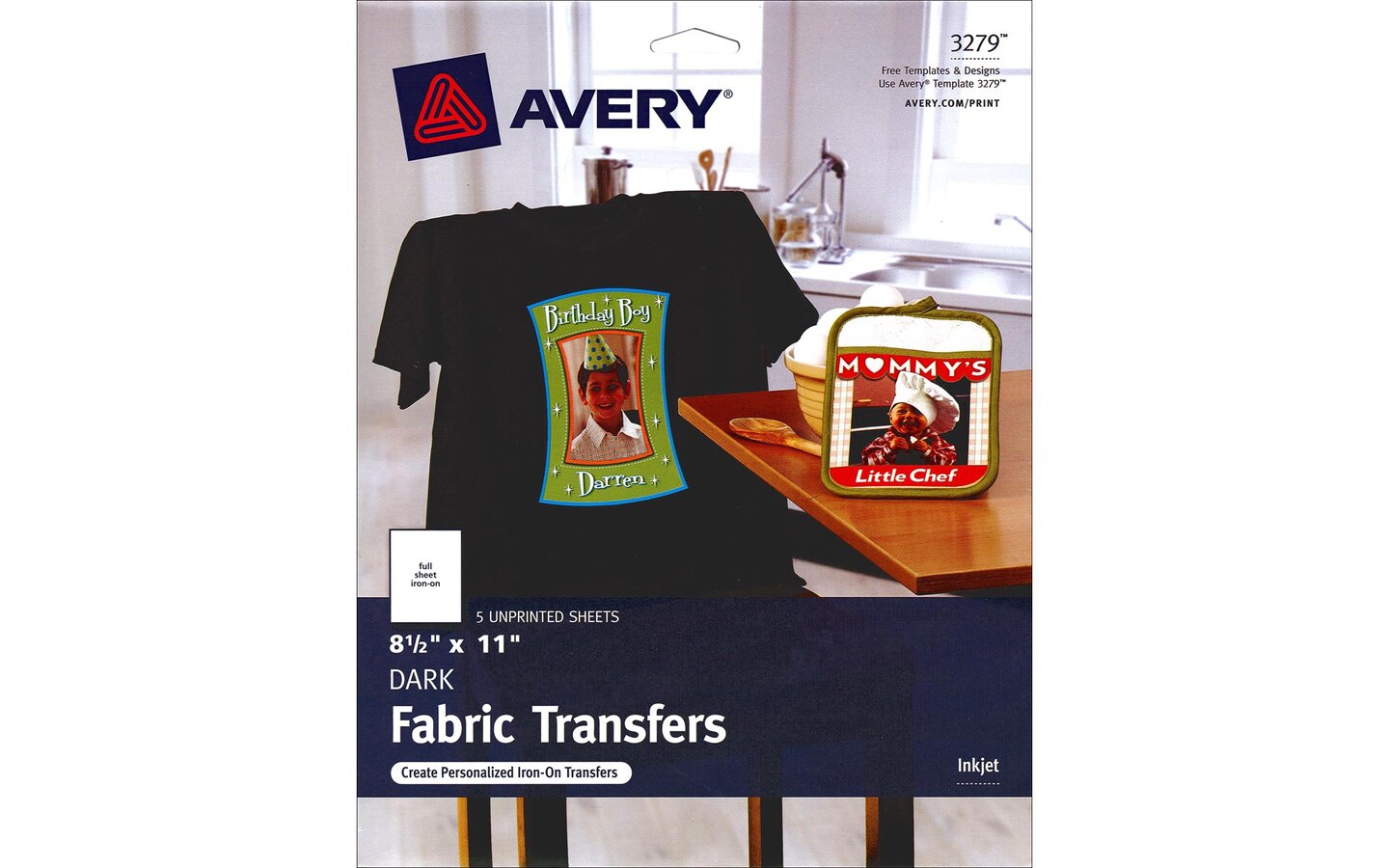 Avery Personal Creations Fabric Transfers, Stretchable, Ink Jet - 5 sheets