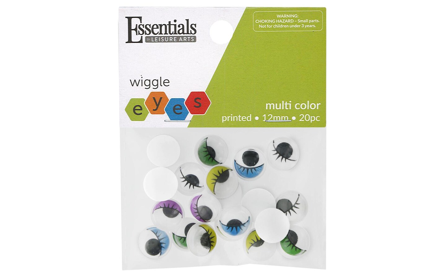Essentials by Leisure Arts Eyes Printed Moveable 12mm with Eyelashes 20pc  Googly Eyes, Google Eyes for Crafts, Big Googly Eyes for Crafts, Wiggle  Eyes, Craft Eyes