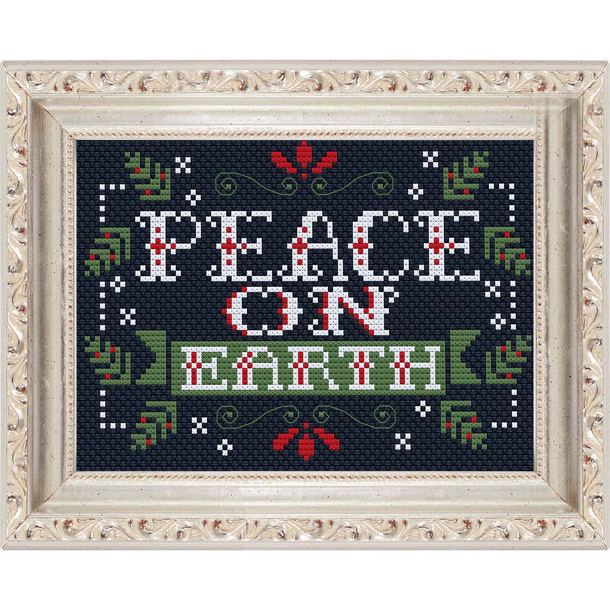 Tiny Modernist Peace on Earth Counted Cross-Stitch Chart