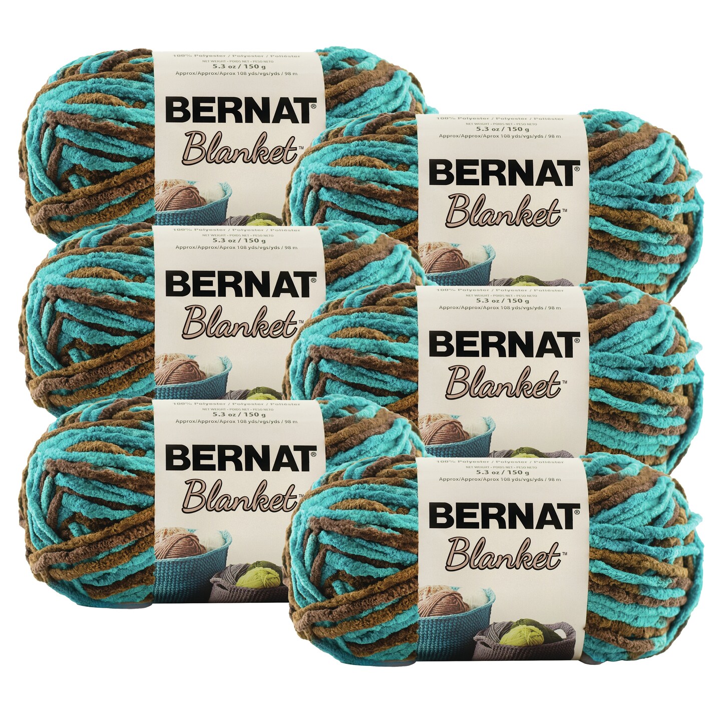 (Pack of 6) Bernat Blanket Yarn-Mallard Wood