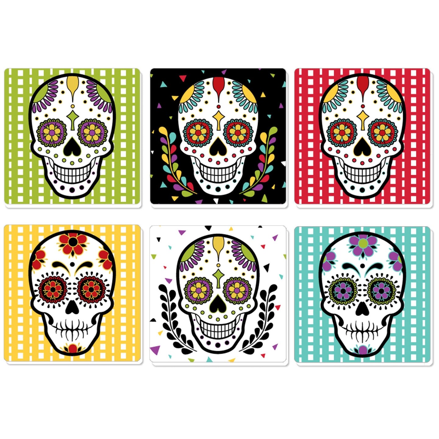 Big Dot of Happiness Day of the Dead - Sugar Skull Party Decorations - Drink Coasters - Set of 6