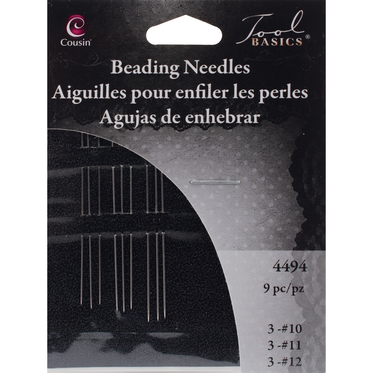 Cousin Beading Needles 9/Pkg-3 Each Of Sizes 10, 11 &#x26; 12