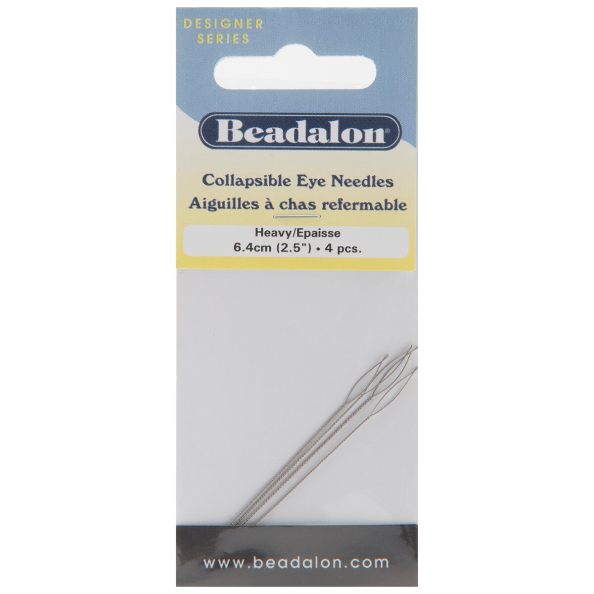 Beadalon Collapsible Eye Needles 2.5&#x22; 4/Pkg-Heavy