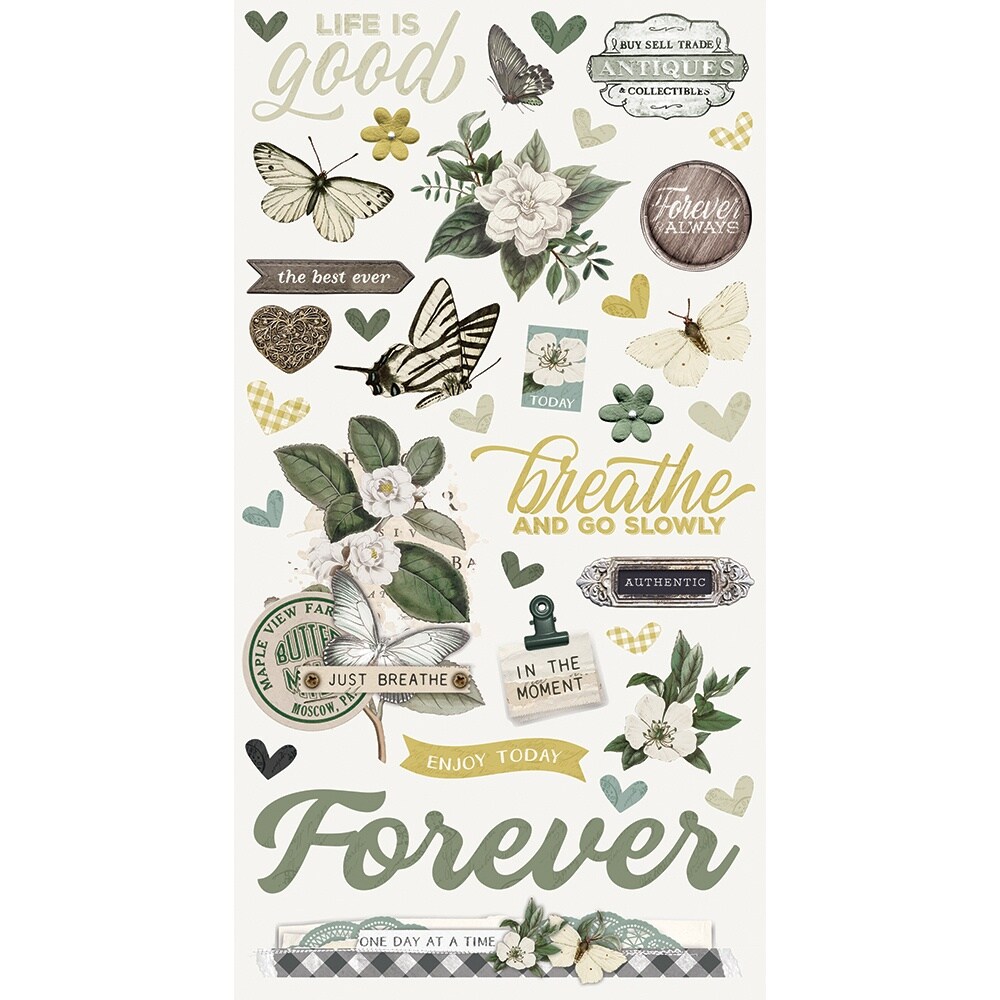 Simple Vintage Weathered Chipboard Stickers 6