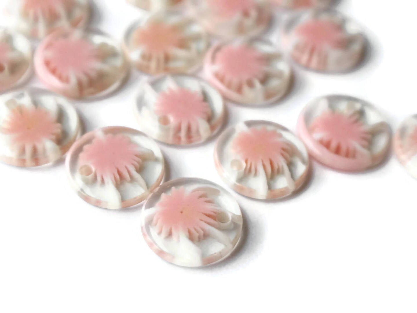 20 15mm Resin Black Flower Charms Clear Plastic Pendants Drop Beads Flat Round Sun Burst Charms by Smileyboy | Michaels