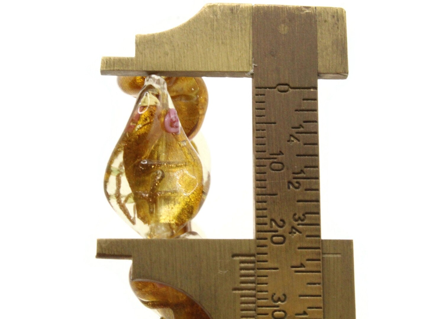 10 20mm Golden Yellow with Pink and Green Flower Lampwork Glass Flat Oval Twist Beads