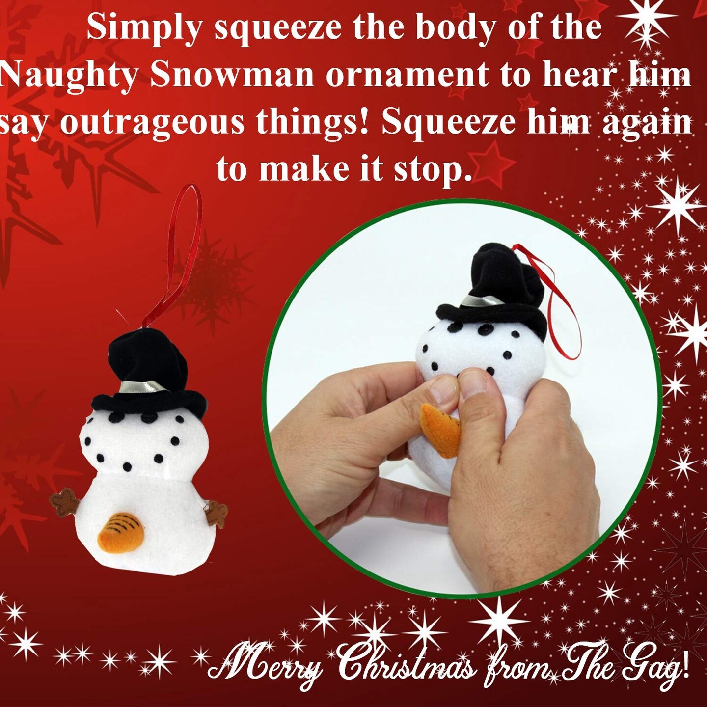 Tekky Toys-Naughty Dirty Talking Snowman Funny Tree Ornament With 3 