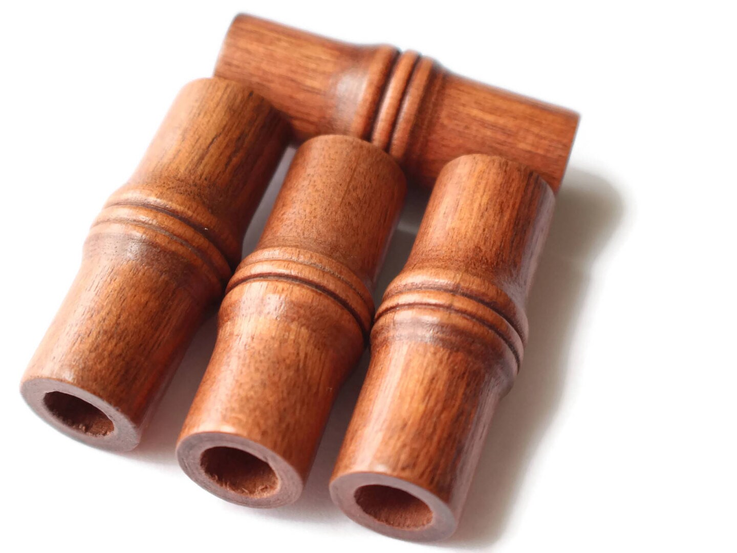 4 40mm Medium Brown Vintage Wood Tube Beads Wooden Large Hole Beads bC3