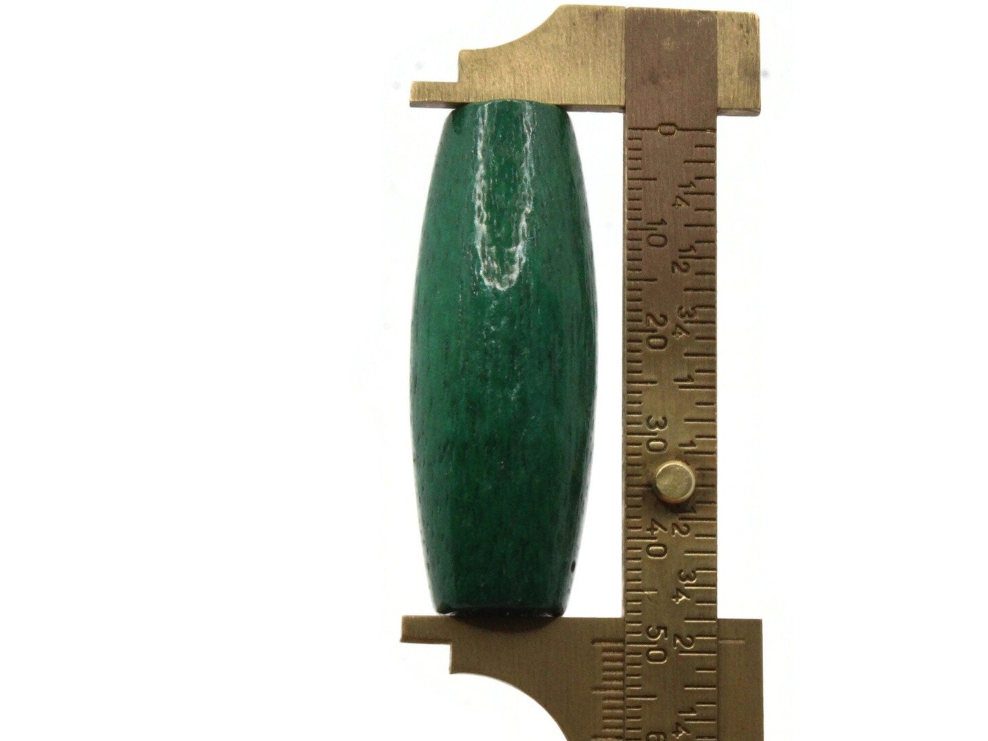 2 Inch Long Tube Emerald Green Vintage Wood Large Hole Beads