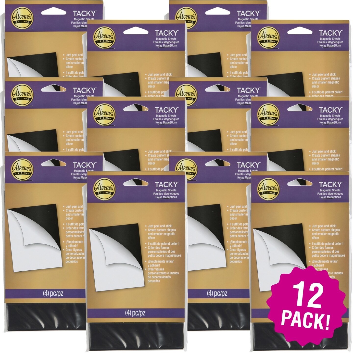 Multipack of 12 - Aleene&#x27;s Magnetic Tacky Sheets-4&#x22;X6&#x22; 4/Pkg