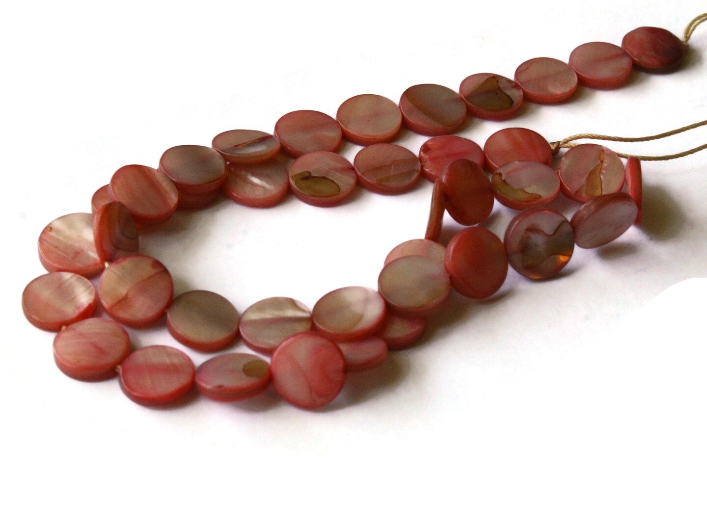 10mm Red Mother of Pearl Coin Beads Seashell Beads Loose Dyed Red Shell Beads