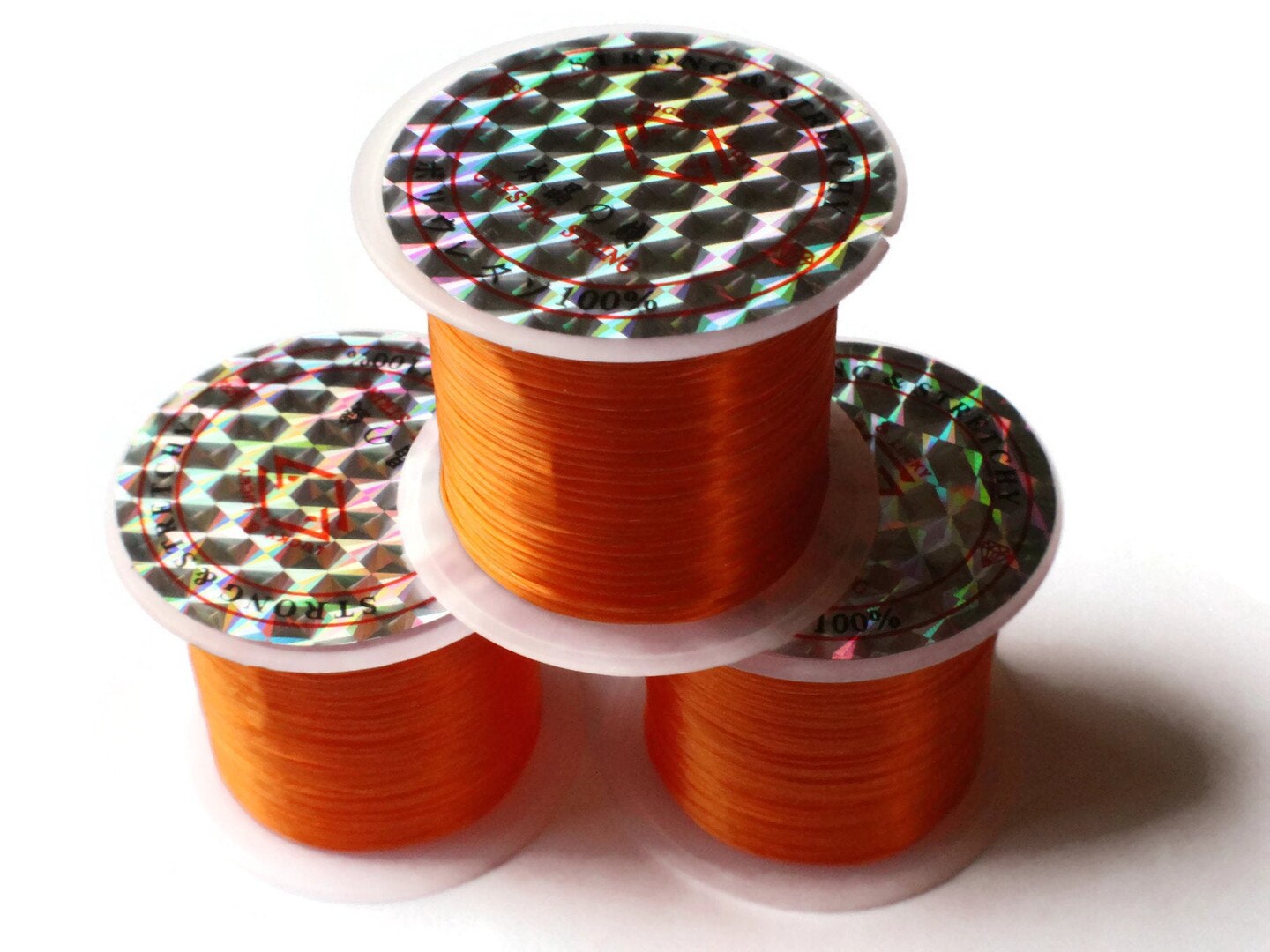 3 Rolls Thread Orange Elastic Cord 0.8mm Elastic Thread 10 Meters per roll