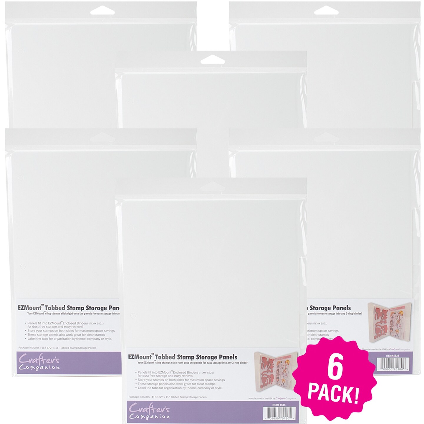 Multipack of 6 - EZMount Tabbed Stamp Storage Panels 4/Pkg-8.5&#x22;X11&#x22;