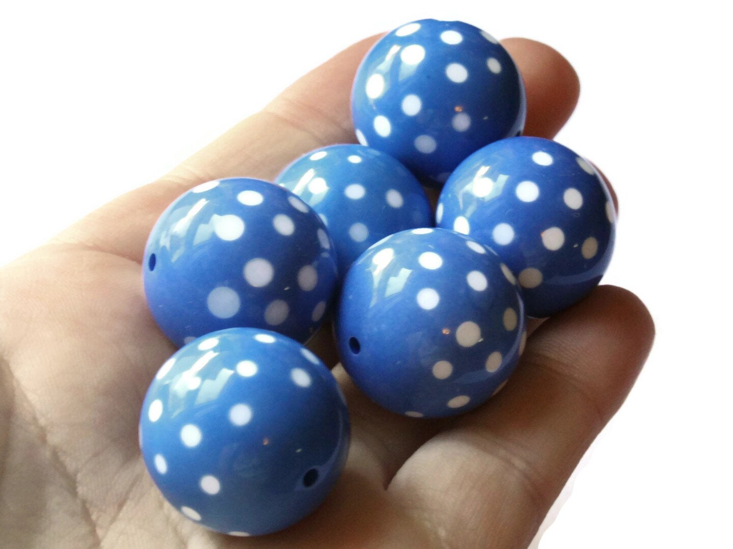 6 22mm Large Round Polka Dot Blue Vintage Lucite Beads by Smileyboy | Michaels