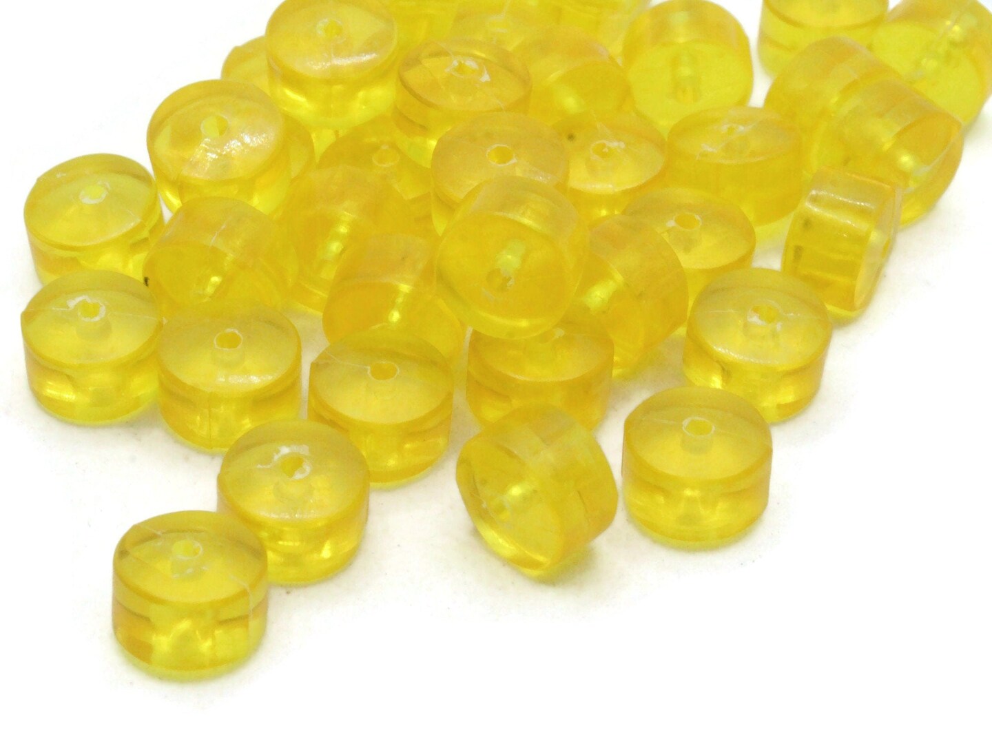 40 10mm Clear Yellow Disc Vintage Plastic Beads