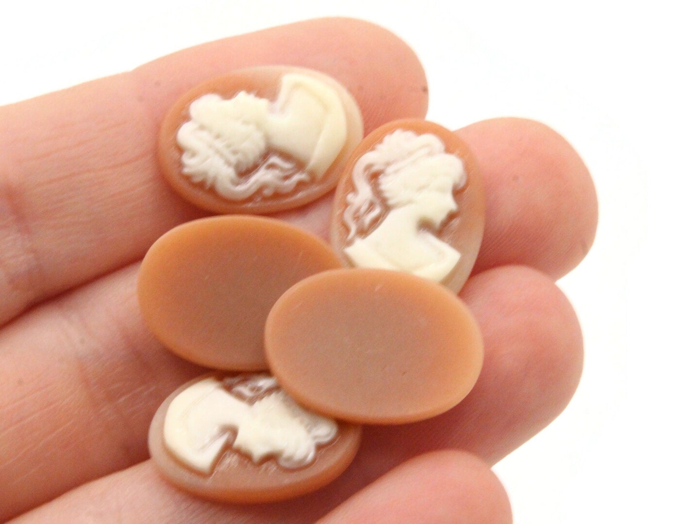 10 18mm x 13mm Two Tone Pink Resin Greek Womans Face Cameo Cabochons