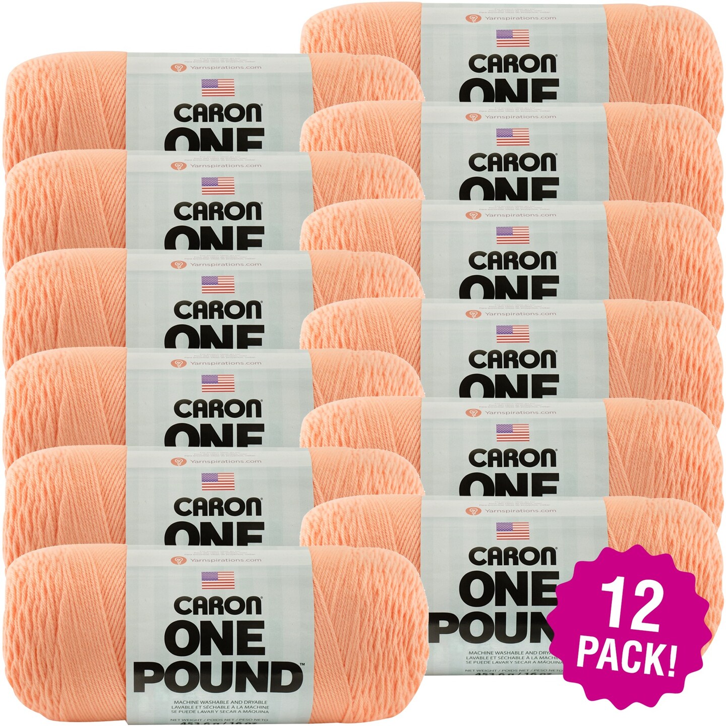 Multipack of 12 - Caron One Pound Yarn-Peach