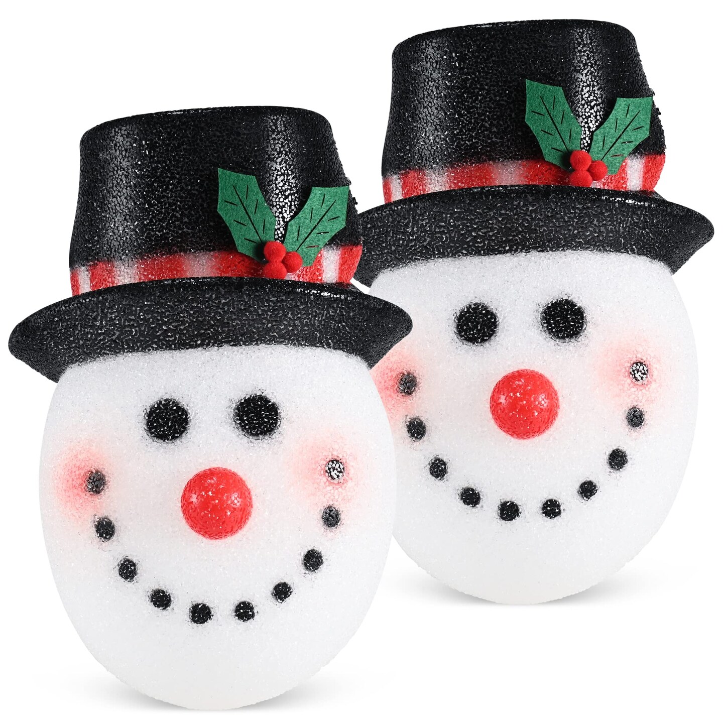 Ornativity Snowman Porch Light Cover - Snowman Head Outdoor Front Porch Lamp Holiday Decoration Covers - Set of 2