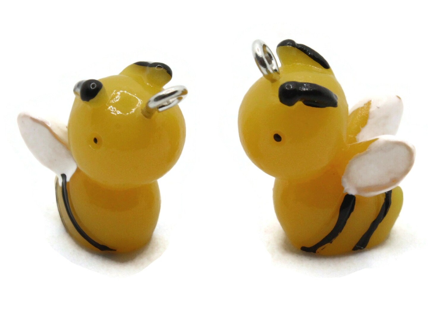 2 24mm Yellow and Black Resin Bumble Bee Charms