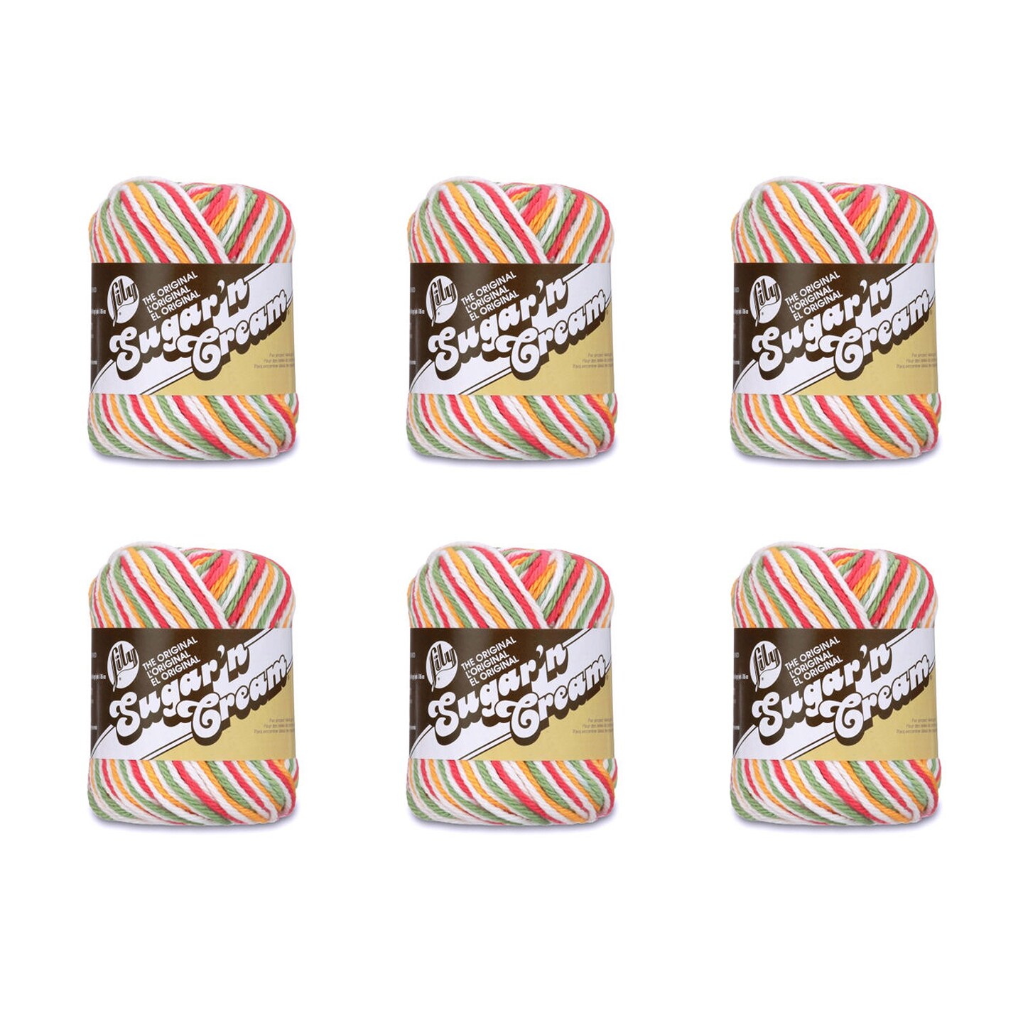 Lily Sugar&#x27;N Cream Mango Madness Yarn - 6 Pack of 57g/2oz - Cotton - 4 Medium (Worsted) - 95 Yards - Knitting/Crochet