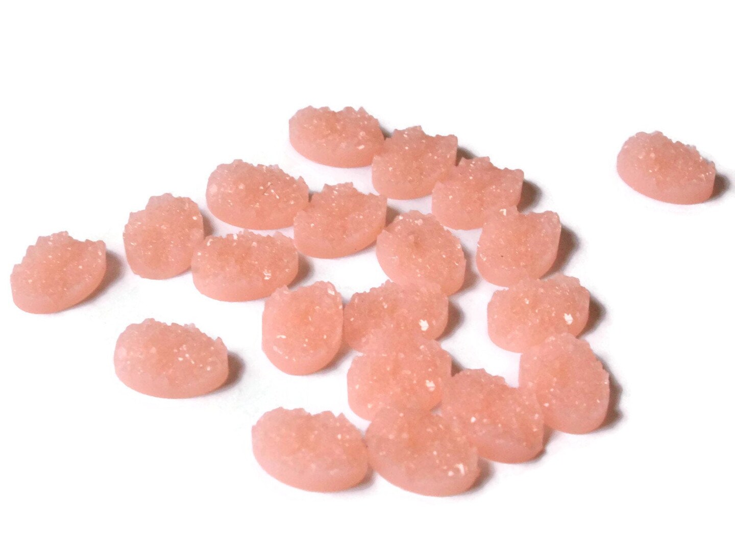 20 14x10mm Pink Oval Faux Druzy Cabochons Resin Cabochons