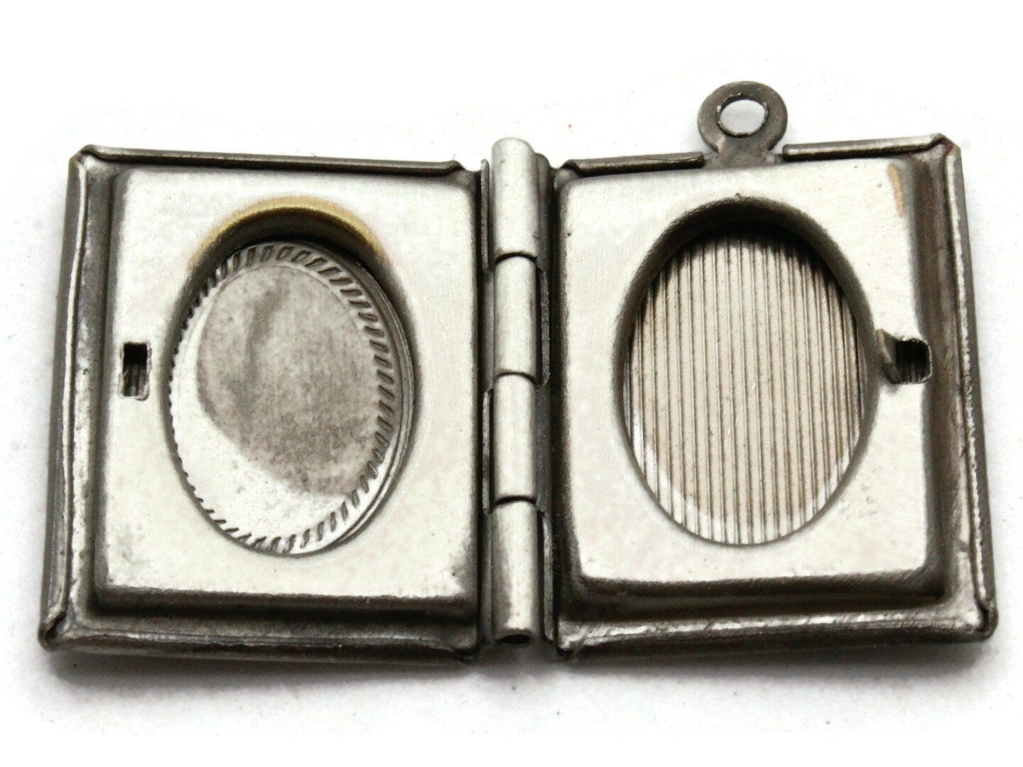 26mm Rectangle Book Antique Silver Tone Brass Locket Charm