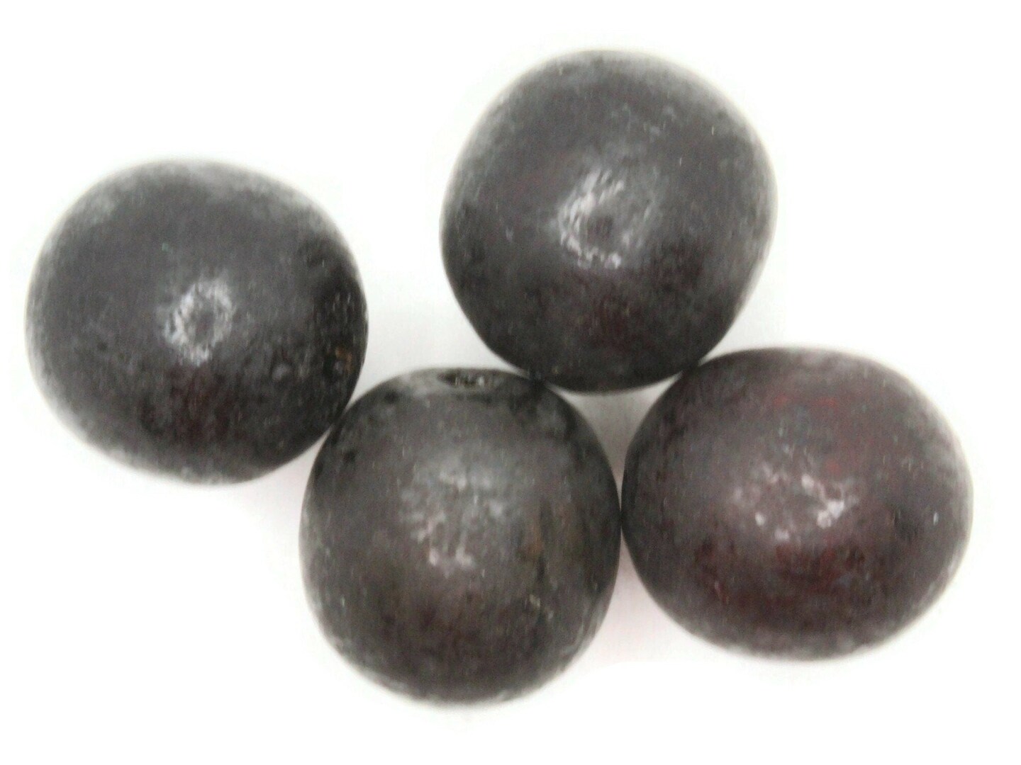 4 30mm Round Black Vintage Wood Beads