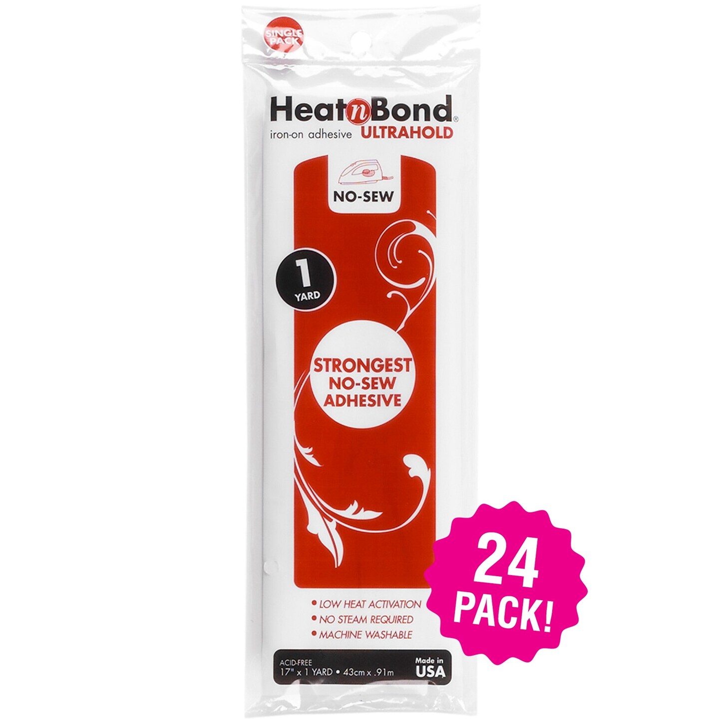 Multipack of 24 - HeatnBond Ultrahold Iron-On Adhesive-17"X36"