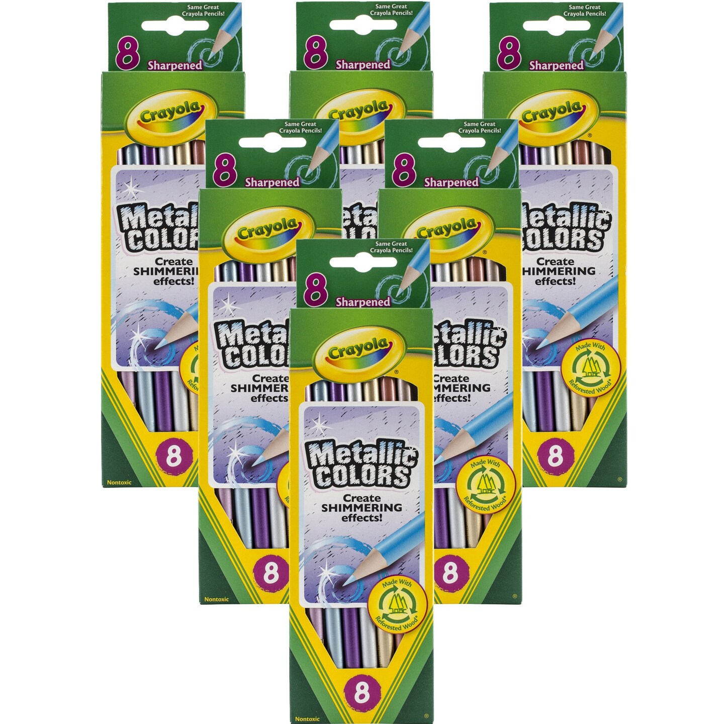 Multipack of 6 - Crayola Metallic Colored Pencils-8/Pkg Long
