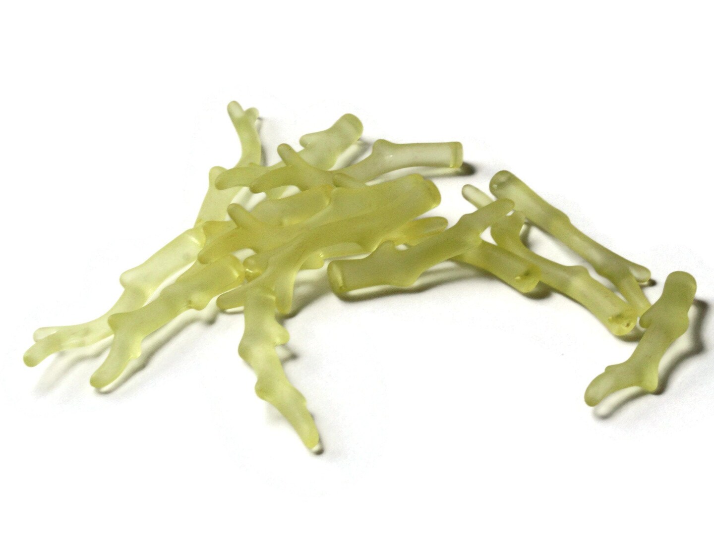 15 47mm and 57mm Frosted Clear Yellow Acrylic Branch Beads - Stick Beads - Antler Beads