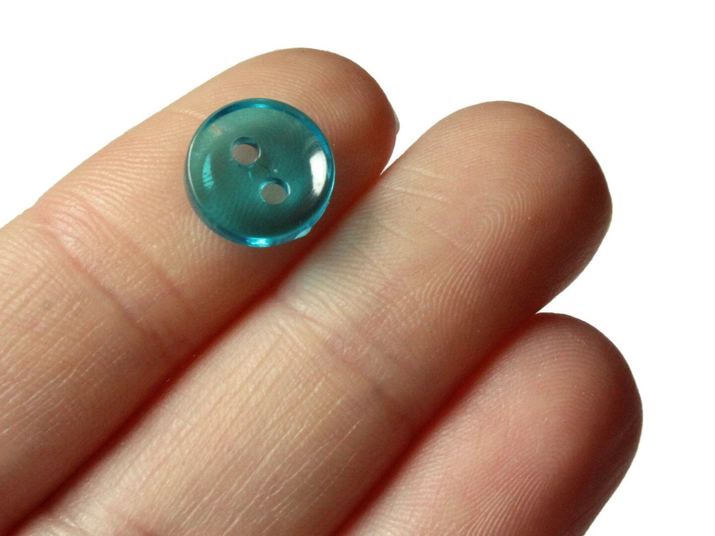 50 11mm Clear Sky Blue Flat Round Plastic Two Hole Buttons
