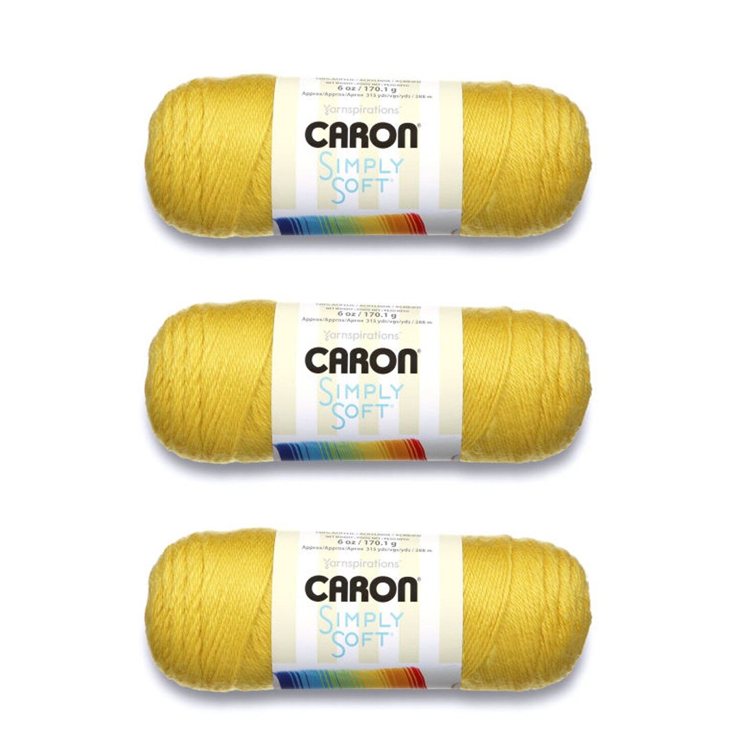 Caron Simply Soft Lemonade Yarn - 3 Pack of 170g/6oz - Acrylic - 4 Medium (Worsted) - 315 Yards - Knitting/Crochet