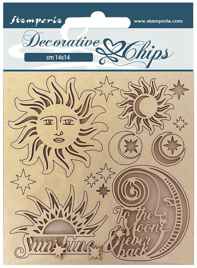 Stamperia Decorative Chips 5.5&#x22;X5.5&#x22;-Sun &#x26; Moon, Alchemy