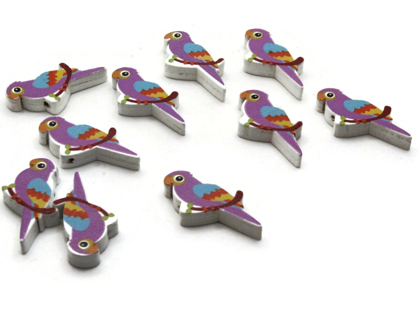10 31mm Purple Wooden Parrot Beads