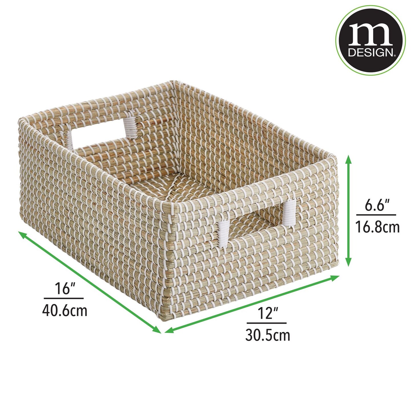 mDesign Seagrass Small Woven 9&#x22; Wide Kitchen Basket, Handles