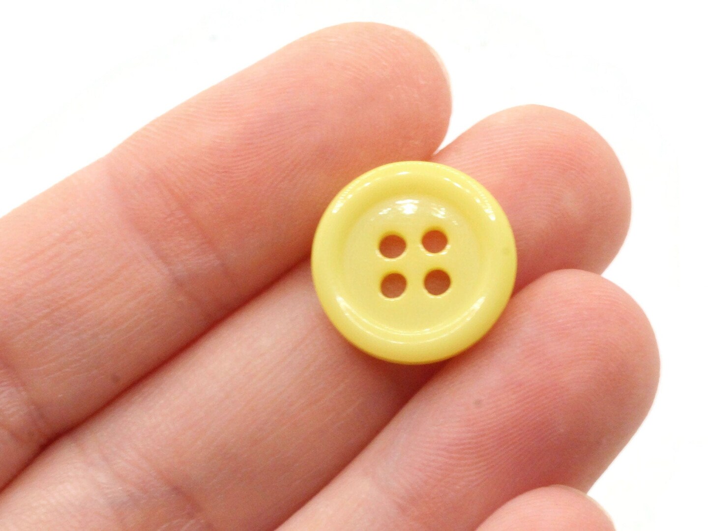 36 15mm Yellow Flat Round Plastic Four Hole Buttons