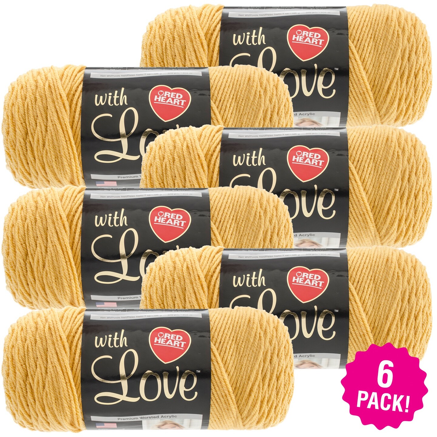 Multipack of 6 - Red Heart With Love Yarn-Cornsilk