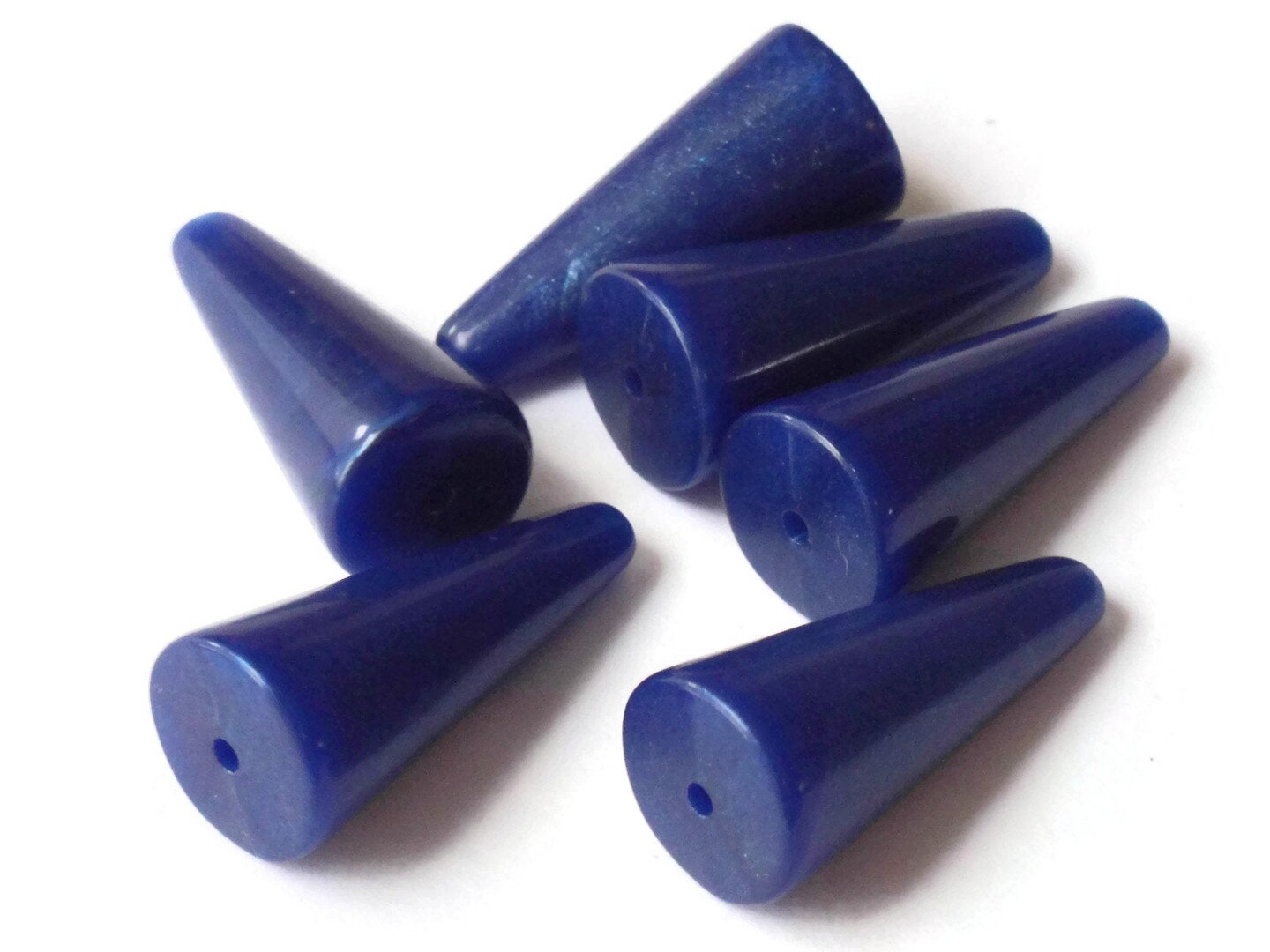 6 22mm Blue Cone Vintage Plastic Beads
