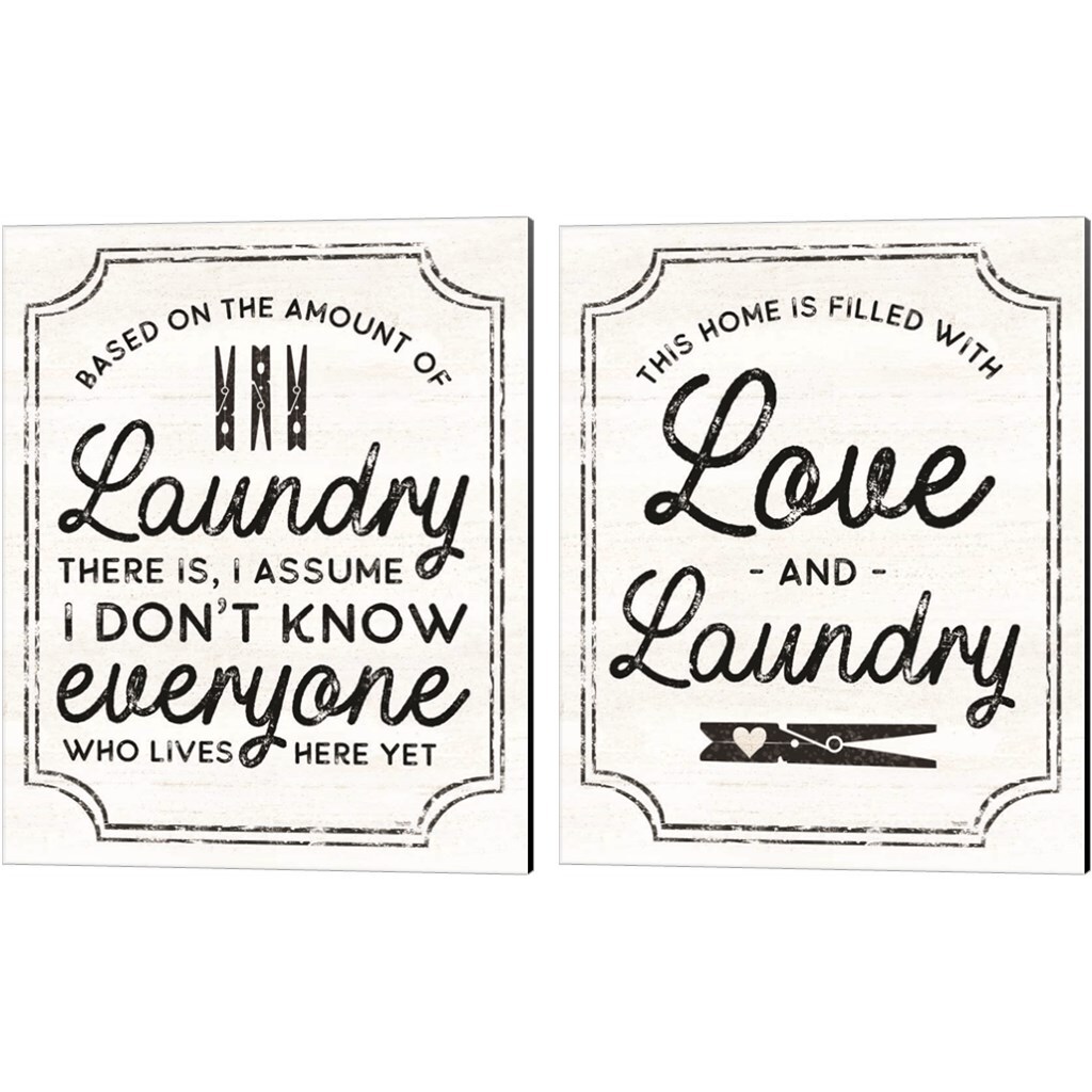 Laundry Art by Tara Reed 12" x 15" Canvas Wall Art (Set of 2)